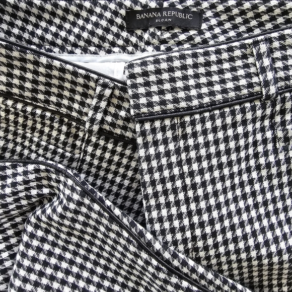 BANANA REPUBLIC Black White  Houndstooth Sloan Pants Ankle Skinny Size 12 - Picture 4 of 8